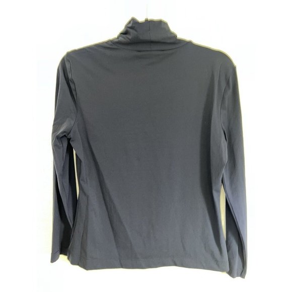 ST.JOHN Basic Shirt Navy Blue Mock Neck Turtle Neck NWTS $195 New Stretchy T - Picture 2 of 10